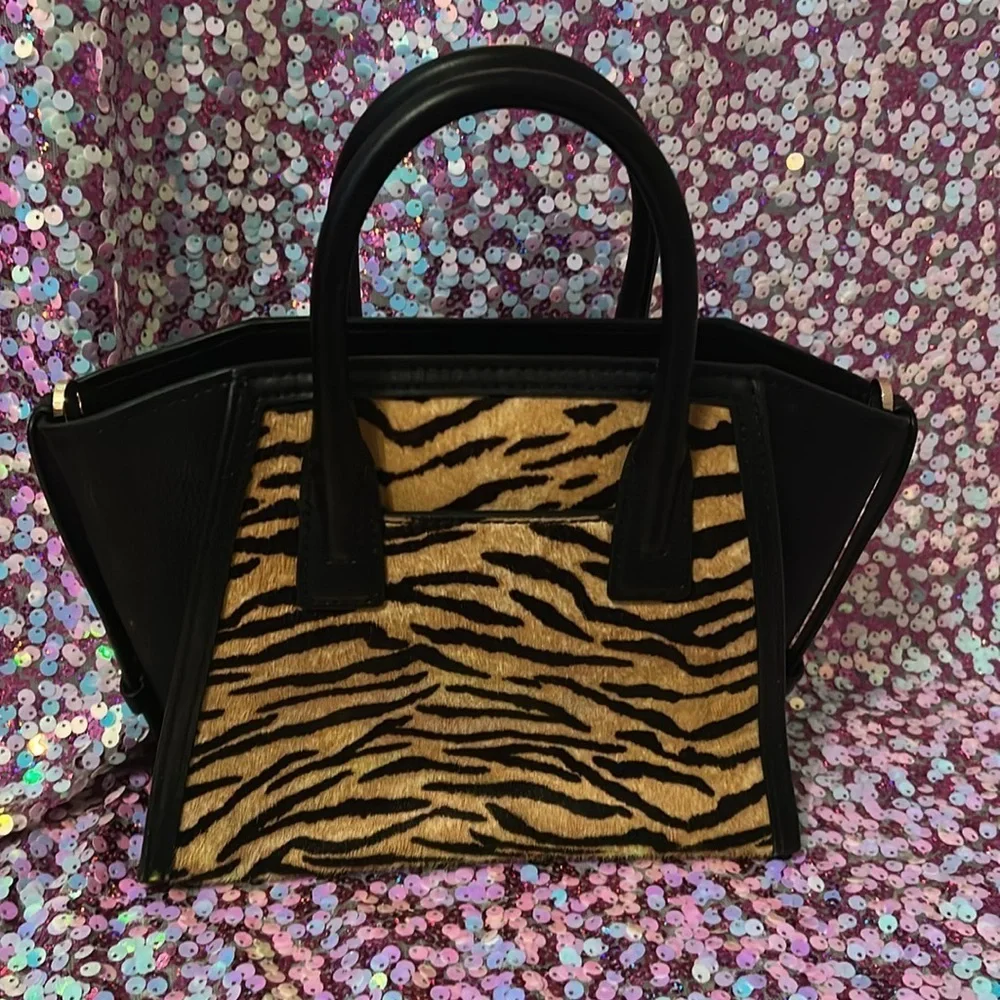 Michael Kors Black and Tan Tiger Print Women's Bag